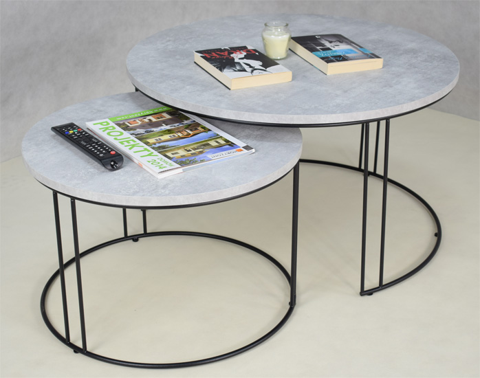 Wizualizacja stolików kawowych Olona 4X czarny+beton