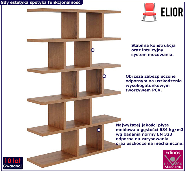 Półka na książki Adelo orzech