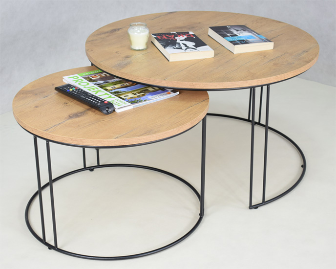 Wizualizacja stolików kawowych Eksa 4X czarny+dąb lancelot