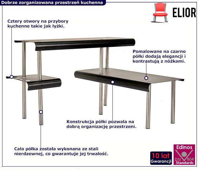 Nablatowa półka kuchenna ze stali Ensa 4X