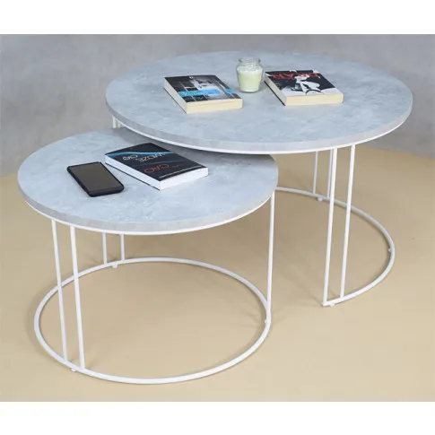Wizualizacja stolików Olona 5X biały beton