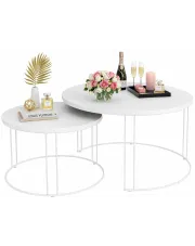 Biały zestaw dwóch stolików kawowych - Eksa 5X w sklepie Edinos.pl