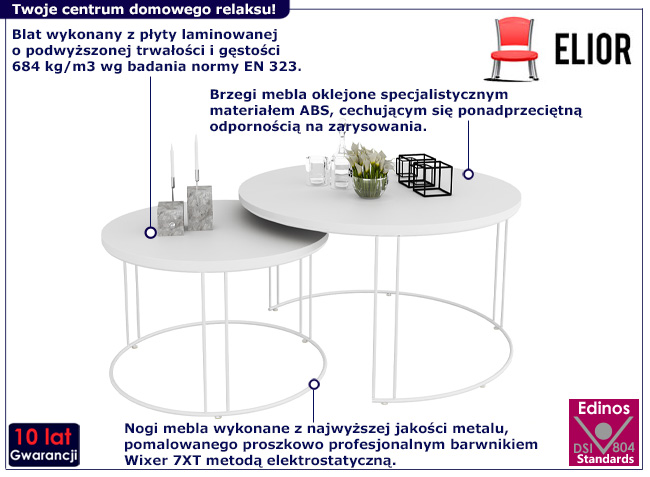 Komplet dwóch stolików kawowych Olona 5X biały