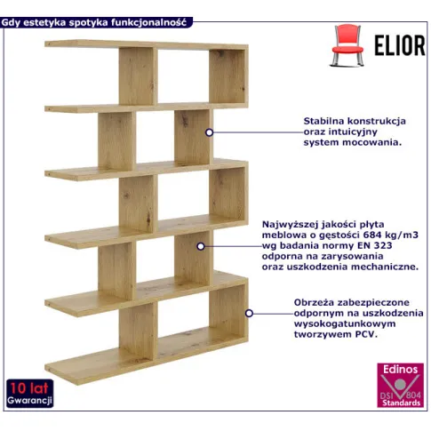 Skandynawski regał w kolorze dąb artisan Rila