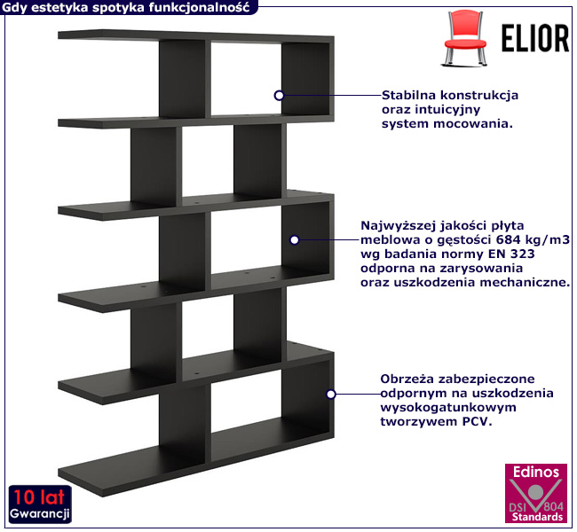 Półka na książki Tukon czarny