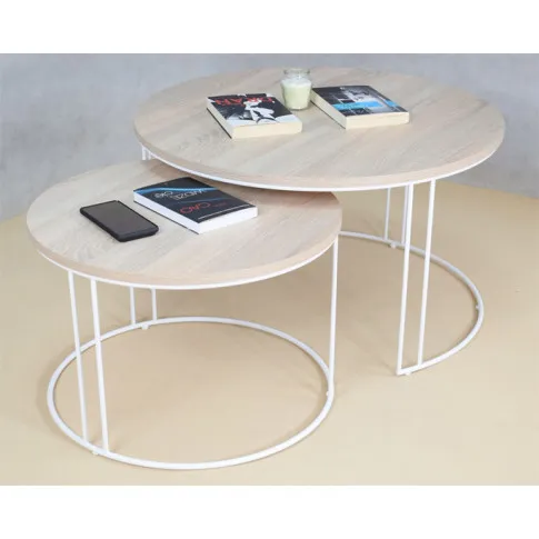 Wizualizacja stolików kawowych Olona 5X biały dąb sonoma