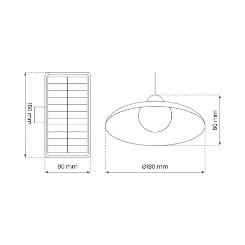 Wisząca lampa solarna N28 Solix wymiary