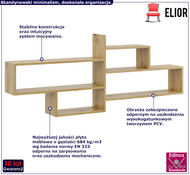 Skandynawski regał w kolorze dąb artisan