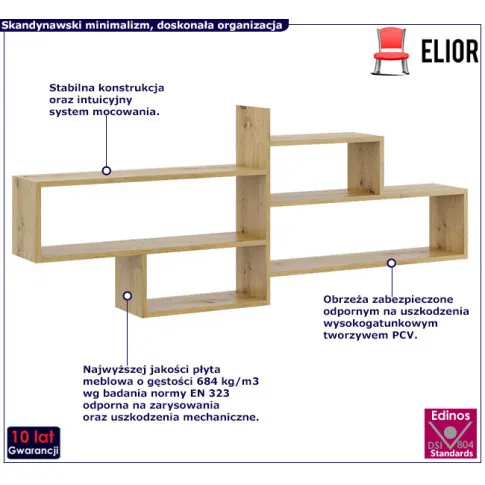 Minimalistyczna półka ścienna Orsa dąb artisan