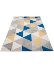 Ciemnoszary dywan w niebieskie trójkąty - Caso 6X w sklepie Edinos.pl