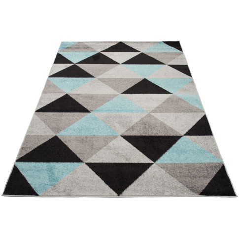prostokątny dywan geometryczny szaro turkusowy Caso 6X