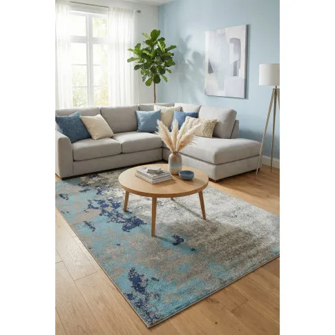 Turkusowy dywan prostokątny przecierany Irvin 3X