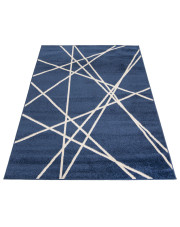 Ciemnoniebieski prostokątny dywan w linie - Kavo 5X w sklepie Edinos.pl