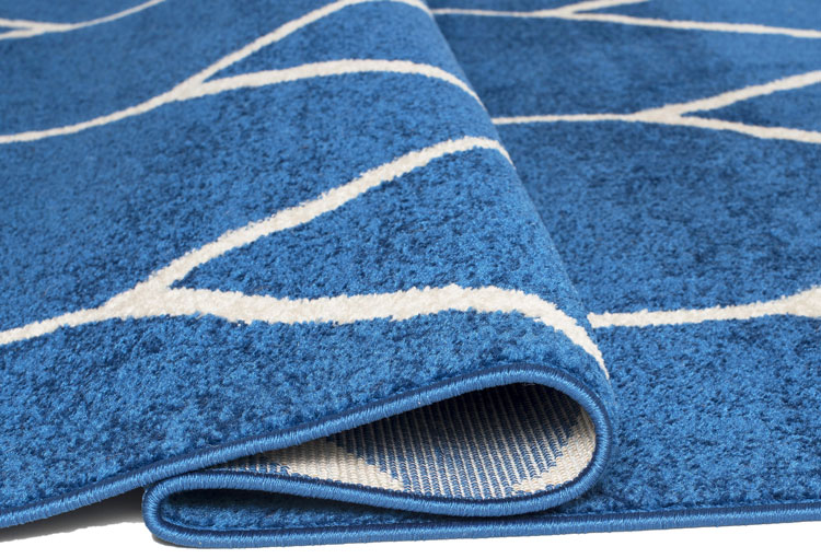 Niebieski dywan młodzieżowy w kratkę Kavo 4X