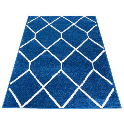 niebieski dywan szlaczki prostokątny skandynawski Kavo 4X