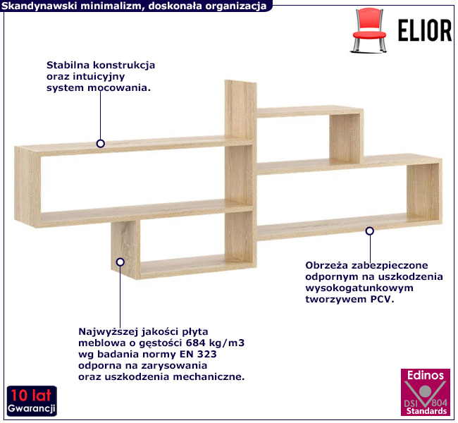 Skandynawski regał w kolorze dąb sonoma