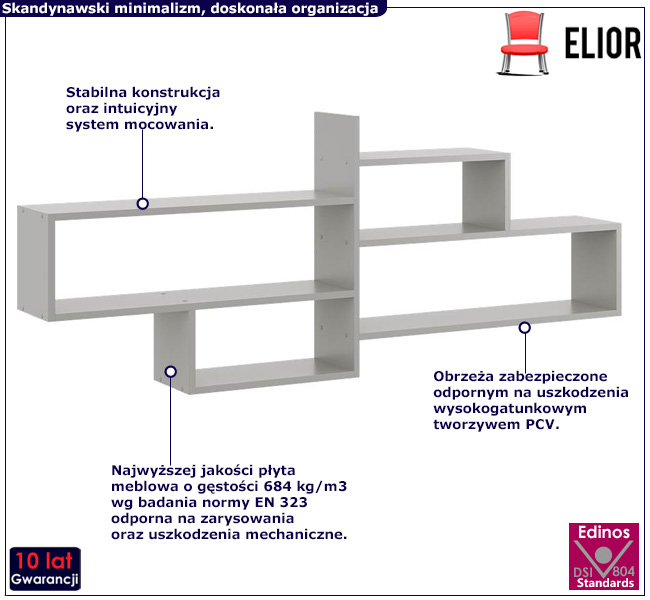 Skandynawski regał w kolorze szarym