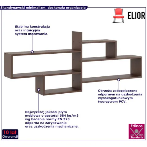 Nowoczesna półka ścienna Orsa wenge