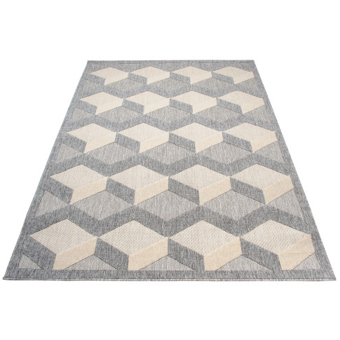 geometryczny kremowy prostokątny dywan sznurkowy Voso 7X