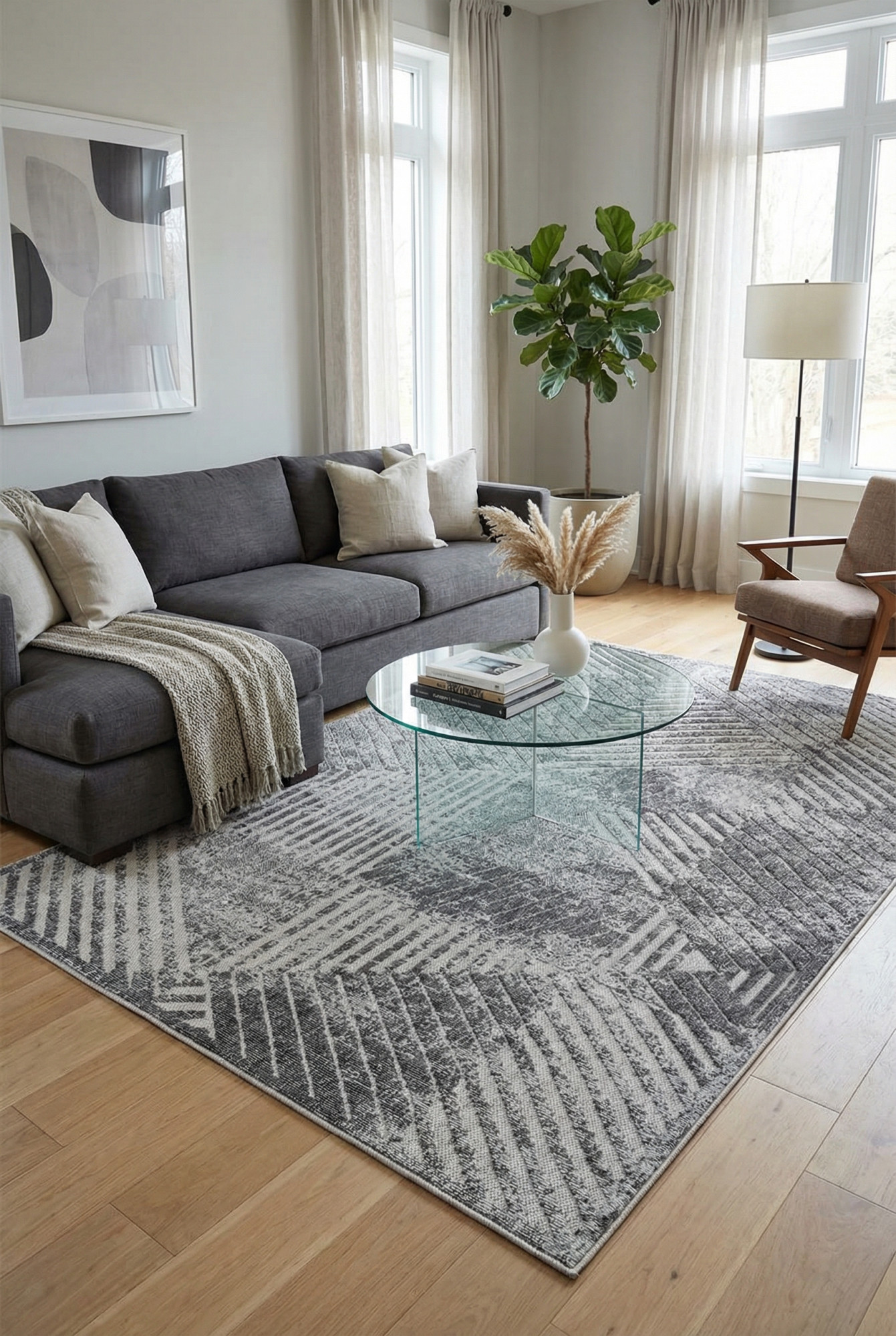 Aranżacja salonu z dywanem sznurkowym - Cewi 6X