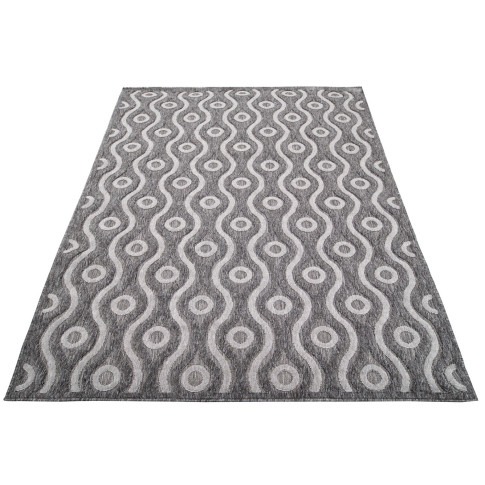 ciemnoszary geometryczny orientalny dywan sznurkowy zewnętrzny Voso 5X