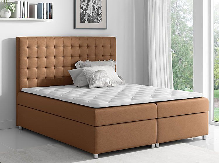 Jednoosobowe łóżko boxspring z pojemnikiem na pościel 120x200 Rexer