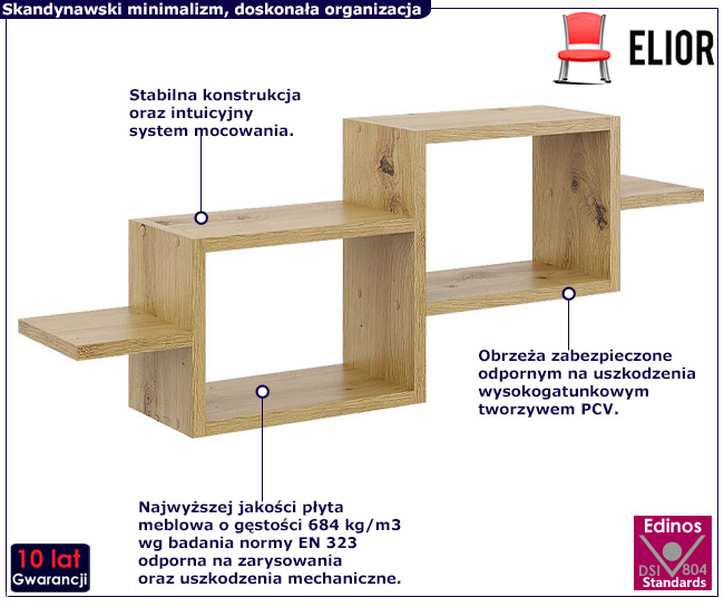 Półka ścienna w kolorze dąb artisan Vilia