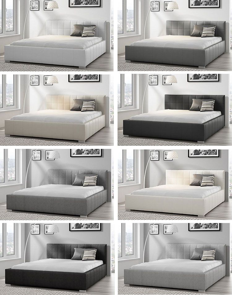 Podwójne łóżko tapicerowane z pojemnikiem na pościel Iveno