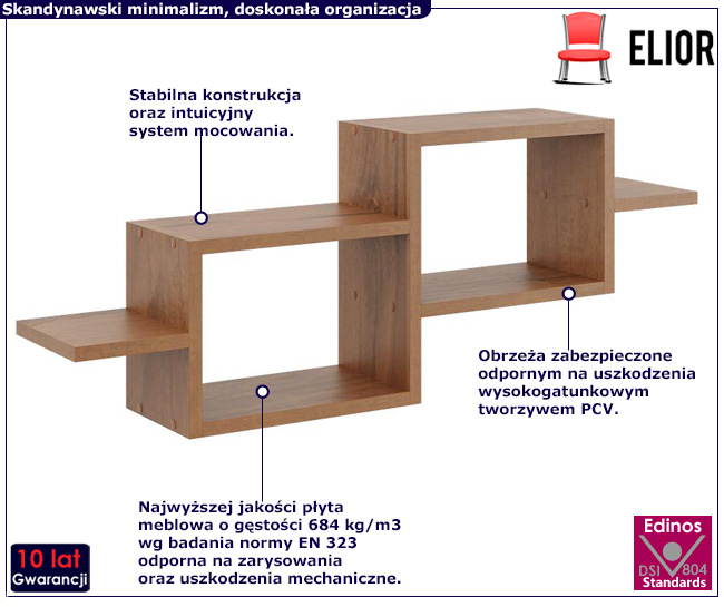 Półka ścienna w kolorze orzech Vilia