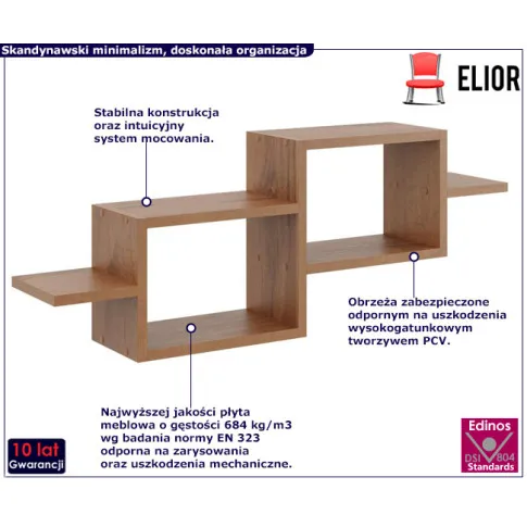 Półka wisząca w kolorze orzech Duna orzech