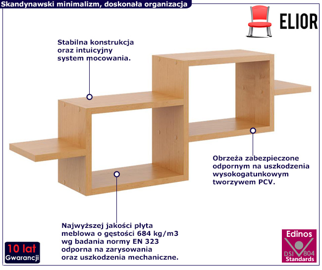 Półka ścienna w kolorze olcha Vilia