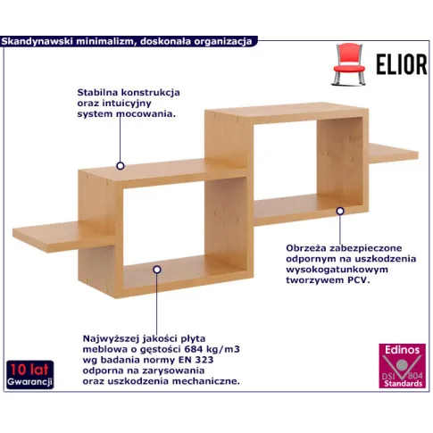 Półka wisząca na książki Duna olcha