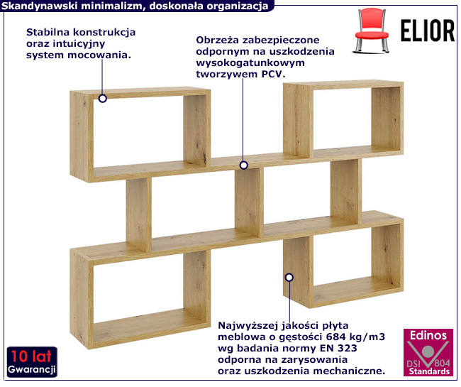 Minimalistyczna pólka Lana dąb artisan