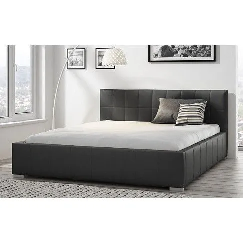 Zdjęcie podwójne łóżko z pojemnikiem na pościel Atron 140x200 | Edinos.pl