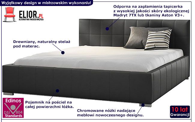 Dwuosobowe łóżko z pojemnikiem na posciel 140x200 Iveno