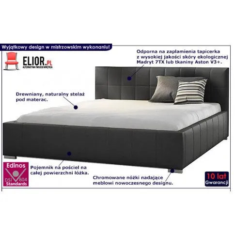 Fotografia Łóżko z pojemnikiem na pościel Atron 140x200 - 44 kolory z kategorii Łóżka tapicerowane