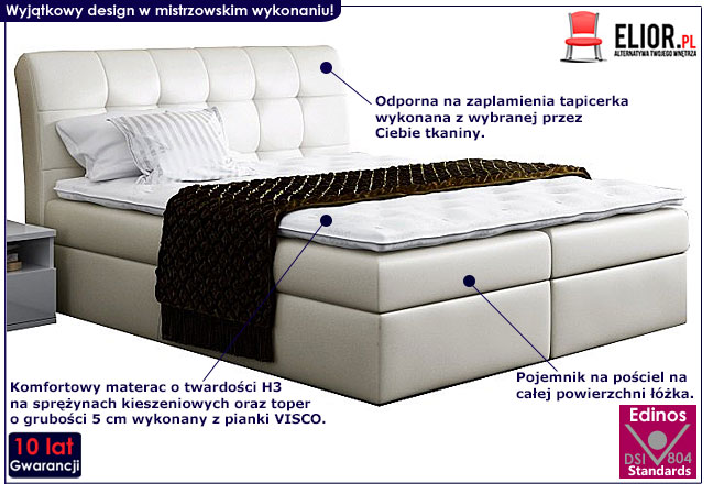 Pojedyncze łóżko typu boxspring Nadar 140x200