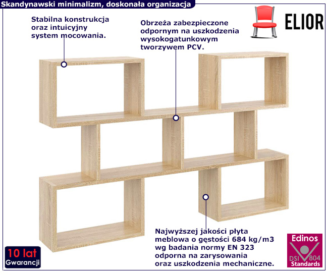 Minimalistyczna półka Zoix dąb sonoma