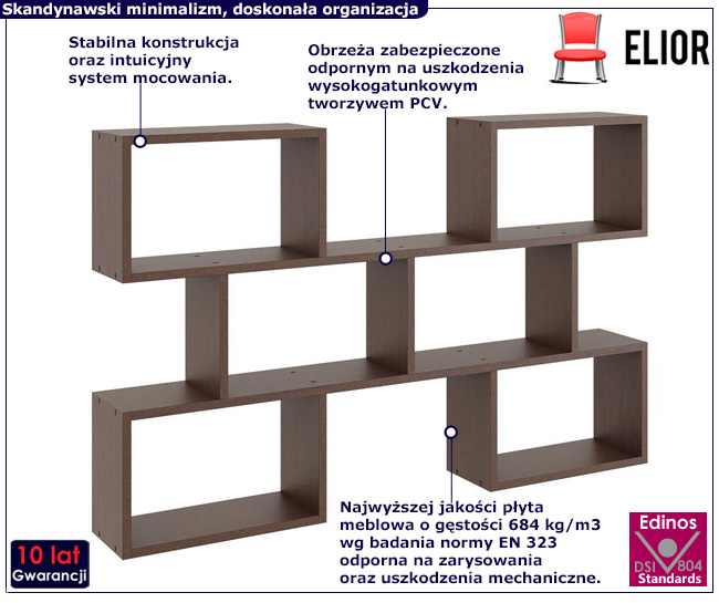 Minimalistyczna półka w kolorze wenge Lana 