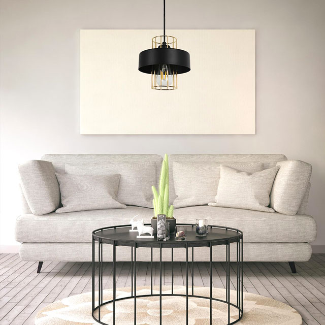 Czarna metalowa lampa wisząca w stylu loft S240-Amla
