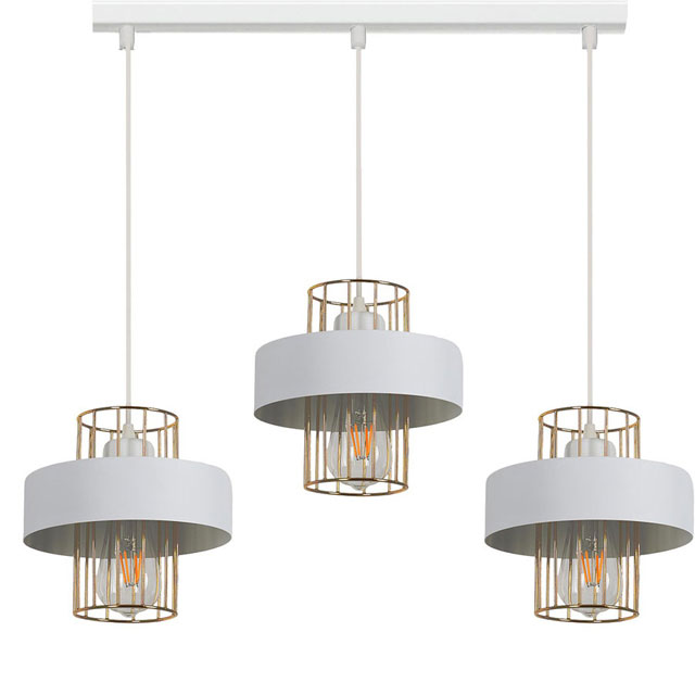 Biała potrójna lampa wisząca w stylu loft S241-Amla