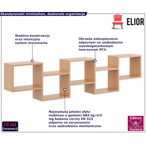 Nowoczesna półka ścienna Dera buk