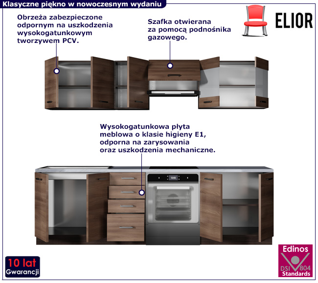 Komplet mebli do kuchni ciemny wenge 260 cm Ilmria