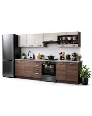 Zestaw mebli kuchennych akacja cynamonowa + dąb navara - Zefina w sklepie Edinos.pl