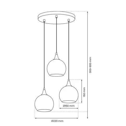 Lampa wisząca N68 Cordon wymiary