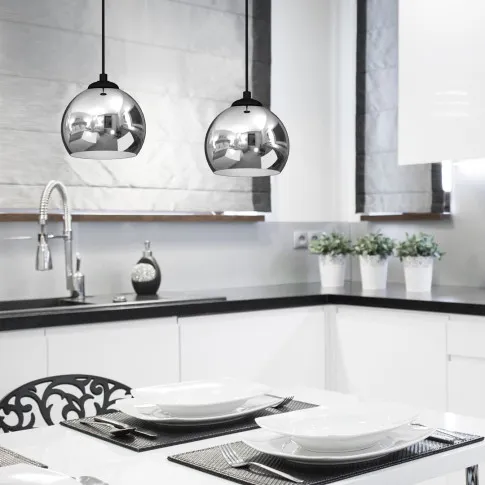 Szczegółowe zdjęcie nr 5 produktu Lampa wisząca Gambri BLACK / CHROME 1xE27