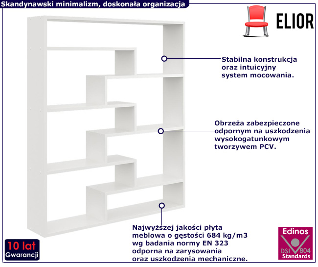 Minimalistyczny biały regał Ovio