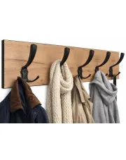 Ścienny wieszak drewniany na ubrania dąb craft + czarny - Agola 4X w sklepie Edinos.pl