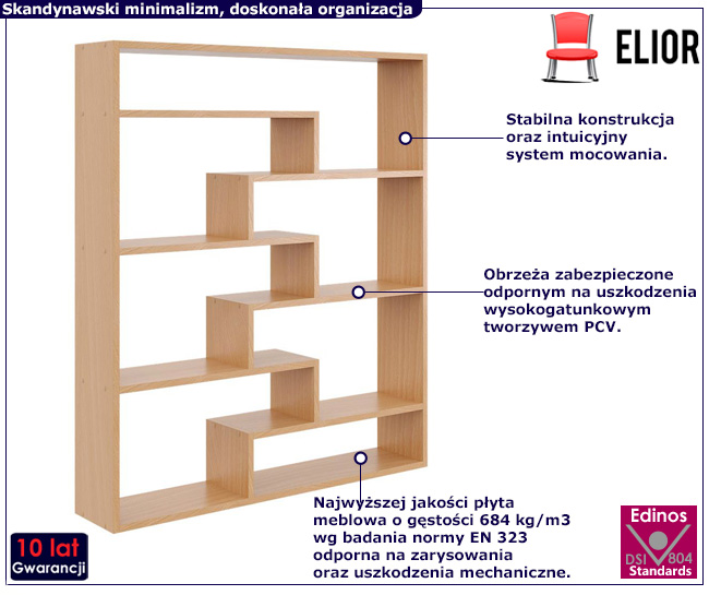 Minimalistyczny biały regał Ovio buk