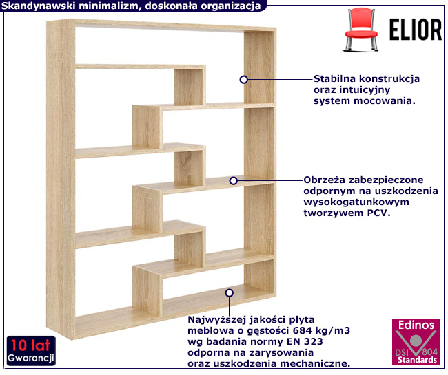 Minimalistyczny regał Ovio dąb sonoma
